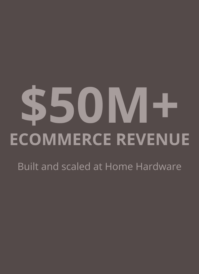 More than 50 million dollars in annual e-commerce revenue built and scaled at Home Hardware